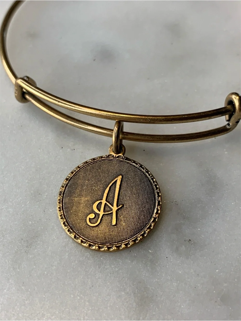 Alex and Ani Gold Initial A Charm Expandable Bangle